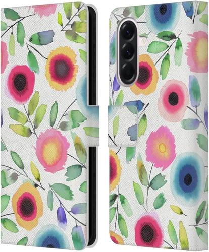 Vista 123 de Head Case Designs Officially Licensed Ninola Ditsy Flowers Yellow Nature Bold Leather Wallet Case Compatible with Samsung Galaxy A07 4G
