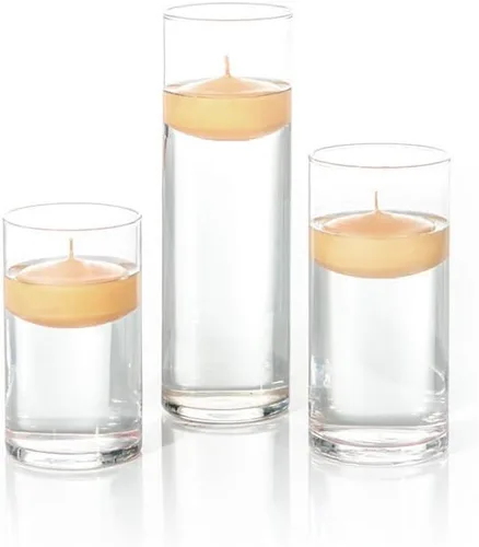 Vista 33 de yummi Juego de 18 velas flotantes y jarrones cilíndricos, color blanco