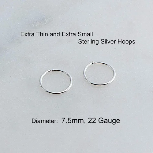 Vista 31 de Aretes de aro dorados y plateados para cartílago, nariz, tabique, oreja, hélix, tragus, joyería para mujer, hipoalergénicos, pequeños aros