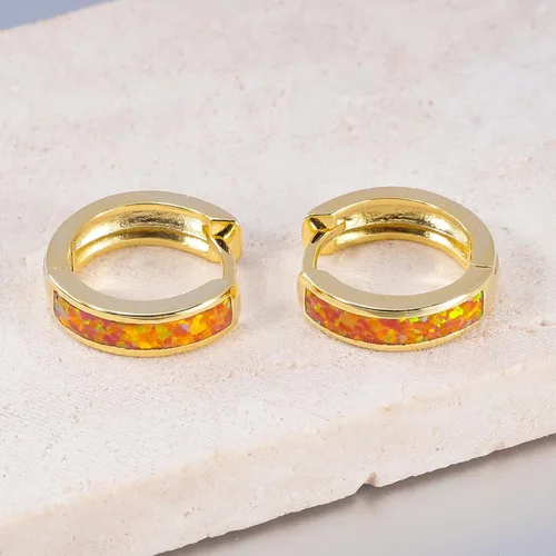 Vista 131 de CiNily Aretes Huggie de ópalo con bisagras, chapados en oro, hipoalergénicos, pequeños aretes de aro para mujeres, adolescentes, niñas, hombres