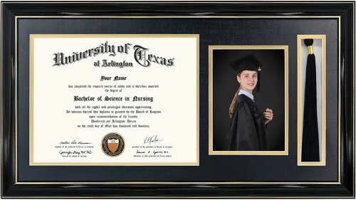 Vista 16 de GraduationMall Marco de fotos y diploma negro de 11 x 19 pulgadas para certificado de 8.5 x 11, imagen de 5 x 7, vidrio templado, paspartú doble