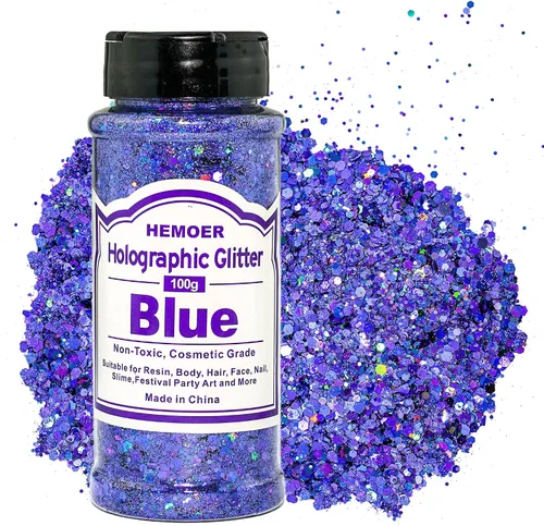 Vista 18 de HEMOER Purpurina Gruesa Holográfica, 12 Colores de Lentejuelas Brillantes, Conjunto de Purpurina de Poliéster Exclusivo Mixto para Resina Epoxi