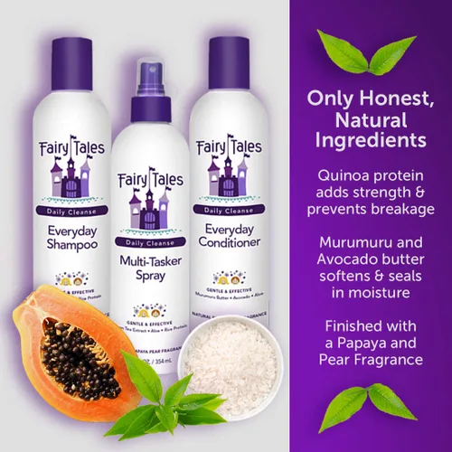 Vista 3 de Fairy Tales Daily Cleanse Everyday Kids - Juego de champú + acondicionador para niños, suave definición natural, sin enredos, fórmula hidratante e