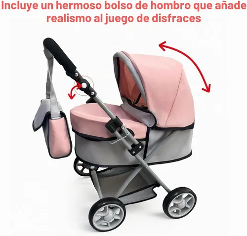 Vista 8 de Anano Cochecito de muñeca de bebé, organizador de viaje para bebé, juguete de juguete para niñas, accesorios de muñecas de bebé, regalos