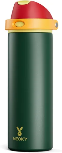 Vista 34 de Botella de agua de 24 onzas para el día de San Valentín: Botella de agua de acero inoxidable Meoky con popote y tapa de boquilla, a prueba de fugas
