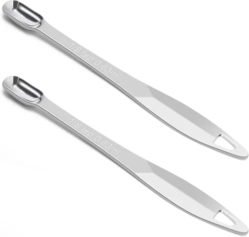 Vista 13 de 2 piezas de 1 cucharadita (0.2 onzas líquidas 1 cucharadita 1/3 cucharadas 5 cc 1/6 oz) cuchara medidora de acero inoxidable, cuchara