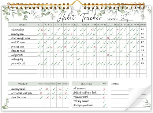 Vista 10 de Calendario de seguimiento de hábitos – 12 meses sin fecha, seguimiento diario de objetivos y hábitos, planificador de hábitos con encuadernación