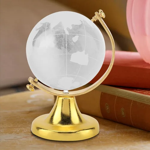 Vista 2 de Bola mágica redonda de la esfera del mundo del globo de la tierra bola de cristal con soporte Decoración de arte para el hogar Oficina Decoración