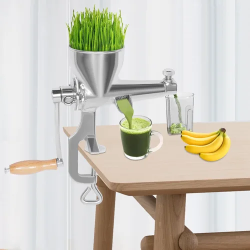 Vista 5 de Exprimidor manual de pasto de trigo, exprimidor manual de hierba de trigo de acero inoxidable, herramienta extractor de jugo para frutas, manzanas