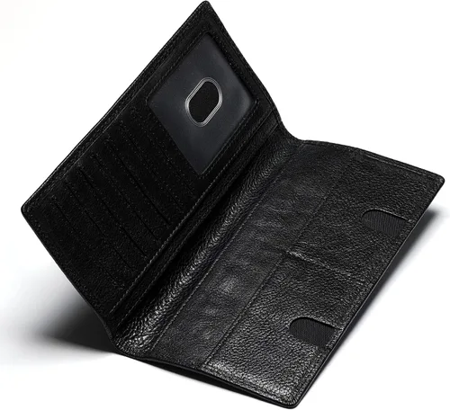 Vista 3 de IJUN Men's Bifold Long Wallet,Rfid Blocking Slim Wallet,Genuine Full Grain Tanned Leather