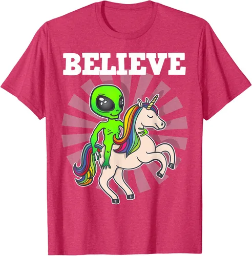 Vista 35 de Believe Space Alien Riding Unicorn - Camiseta de regalo divertida, Negro, S
