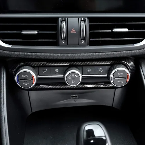 Vista 2 de para Alfa Romeo Giulia Stelvio 2016-2018 ABS centro de coche aire acondicionado marco ajuste ajuste ajuste accesorio coche (fibra de carbono)