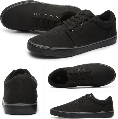 Vista 6 de BENPAO Zapatos casuales blancos para hombre, zapatillas de deporte de moda negras para hombres, zapatos de lona con cordones
