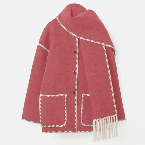 Vista 2 de Women's Woolen Elegant Cardigan Temperament Button Open Front Long Sleeve Casual Fall Lightweight Cardigans with Pockets