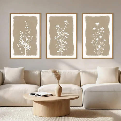 Vista 52 de Lienzo decorativo abstracto grande con marco naranja quemado, decoración de pared azul neutro y negro, arte moderno con pinceladas, impresión