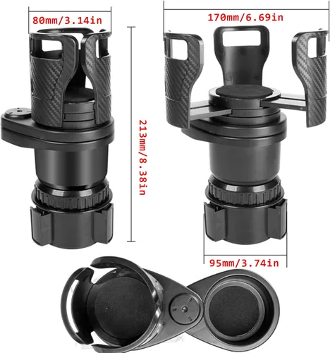Vista 9 de Expansor de portavasos para automóvil, extensor adaptador multifuncional 2 en 1 para portavasos de automóvil, con base ajustable, compatible