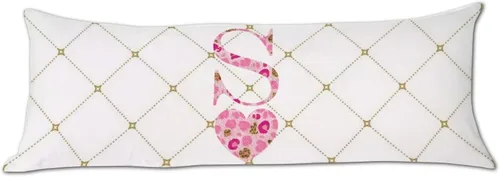 Vista 7 de Funda de almohada corporal con monograma del alfabeto y corazón, estampado de leopardo rosa, letra H, almohadas para dormir, funda de almohada larga