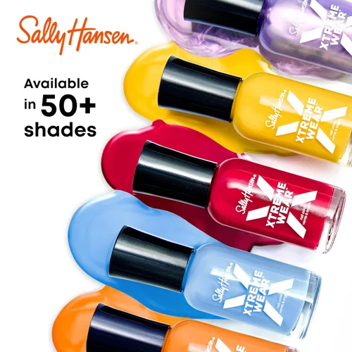 Vista 14 de Sally Hansen Xtreme Wear Esmalte de uñas sin rayas, acabado brillante, duradero, resistente a las astillas, transparente, color de uñas plateado 130