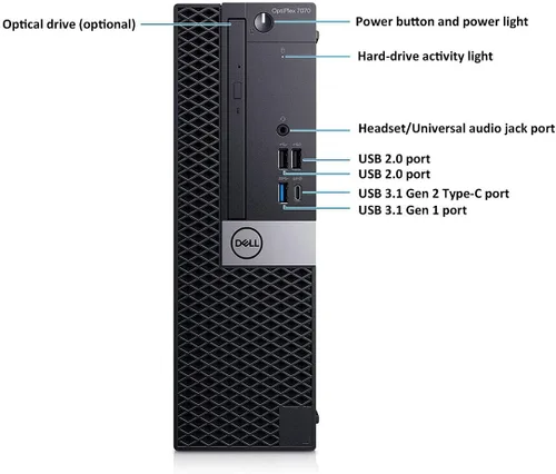Vista 2 de Dell Computadora de escritorio OptiPlex 7070 SFF, Intel Hexa Core i7-8700 3.20GHz, RAM DDR4 de 16 GB, SSD NVMe M.2 de 1 TB, Windows 11 Pro, teclado