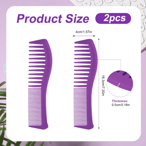 Vista 2 de 2 peines para el cabello, peine de plástico para peinado, dientes grandes y dientes finos, peine de peluquería para hombres y mujeres, peinado