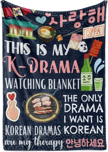 Vista 9 de Huglanket Regalos de Drama Coreano Kdrama Merch Manta para Mujeres, Mantas de Franela para Amantes del Drama K, Azul, 50" x 65