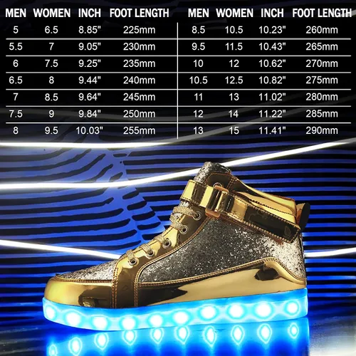 Vista 6 de IGxx Luz LED Zapatos deportivos con luces para hombres, zapatos deportivos de caña alta con LED, recargar con USB, zapatos, mujeres, brillante
