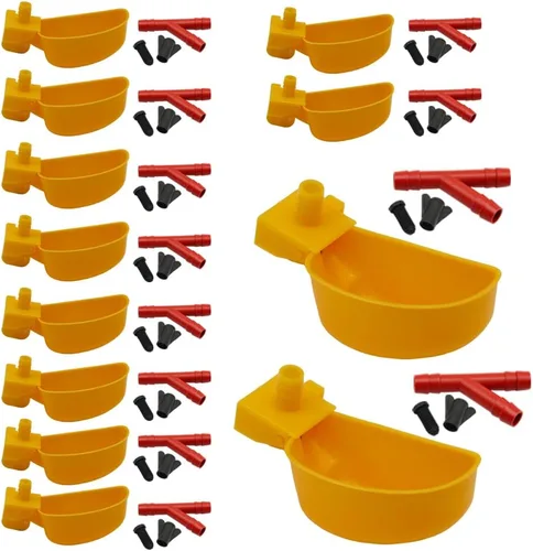 Vista 10 de 12 tazas de agua de codorniz para palomas, bebedero automático para pájaros para jaula, cría de aves de corral (rojo)