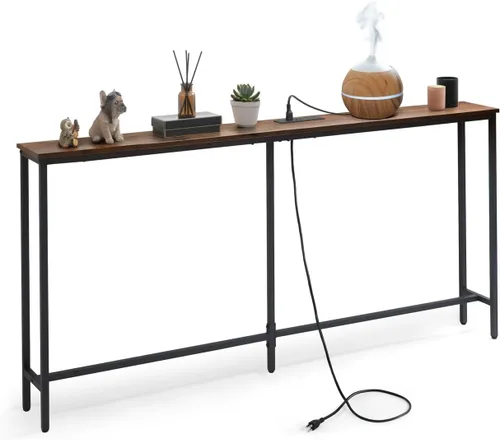Vista 9 de CAPHAUS Mesa de consola estrecha y larga de 47 pulgadas para entrada, sofá de diseño clásico, mesa estrecha y larga para sala de estar, mesa