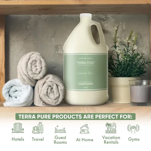 Vista 3 de Terra Pure Acondicionador de hotel de té verde 1 galón para hotelería y alquileres vacacionales para rellenar dispensadores (un galón)