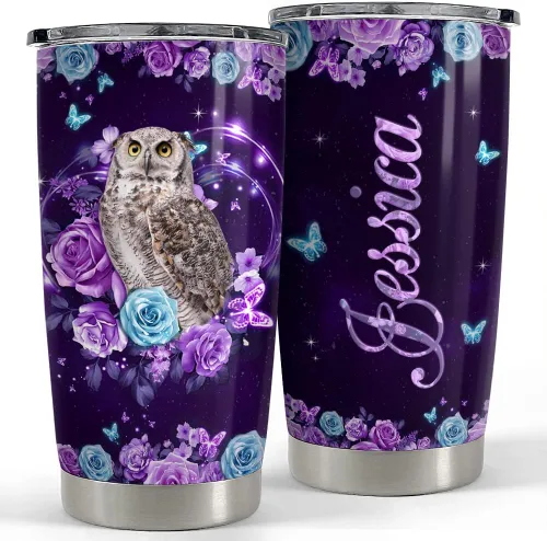 Vista 22 de SANDJEST Vaso personalizado de gato negro con texto en inglés «Just A Girls Who Loves Cat», vasos de 20 onzas y 30 onzas con tapa, regalo