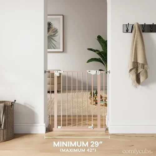 Vista 2 de Comfy Cubs Puerta de seguridad para bebés con 3 extensiones – Barrera ajustable de acero Q195 para puertas de 42" x 1.9" x 30" – Acabado