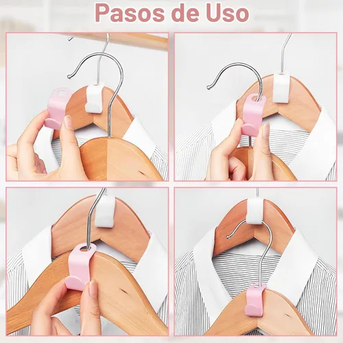 Vista 2 de 50 PCS Perchas que Ahorran Espacio - Ganchos Conectores de Perchas para Ropa, Apilables que Ahorran Espacio, Organizadores de Armario de Plástico