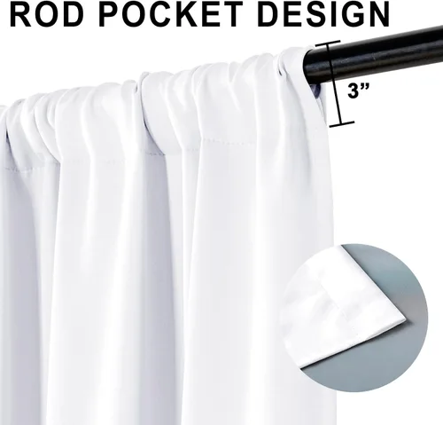 Vista 6 de XWZO Cortinas Opacas 100% Blancas - Cortinas de Bloqueo Total de Calor y Luz con Forro Negro para Dormitorio/Cuarto de Lavado, Paneles de Ventana