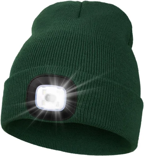 Vista 13 de MELASA Gorro unisex con luz, recargable por USB, manos libres, gorro LED, regalos de invierno para hombres Tinte amarillo albaricoque