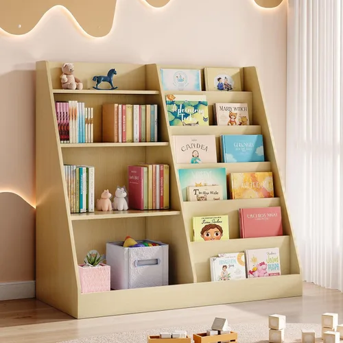 Vista 22 de Tatub Estantería de madera para niños de 4 niveles, color gris