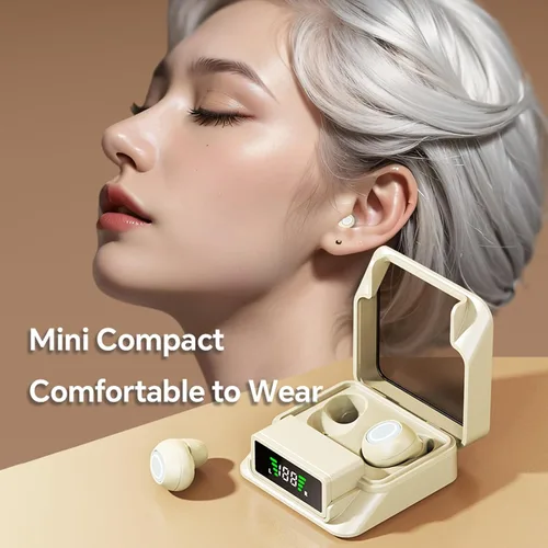 Vista 6 de Xmenha Mini auriculares invisibles pequeños inalámbricos Bluetooth cómodos, más pequeños, pequeños, de perfil bajo, para dormir, discretos