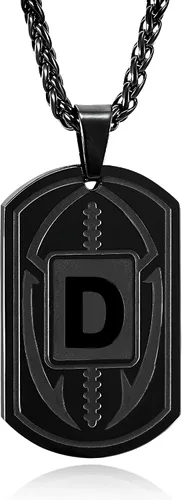 Vista 66 de Graduation Gifts - Football Initial Necklace for Men Boys Kids Teen Dog Tag Stainless Steel Black Letter Pendant Sport Football Athletes Jewelry