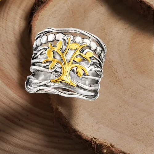 Vista 5 de Ross-Simons Sterling Silver and 14kt Yellow Gold Multi-Row Ring