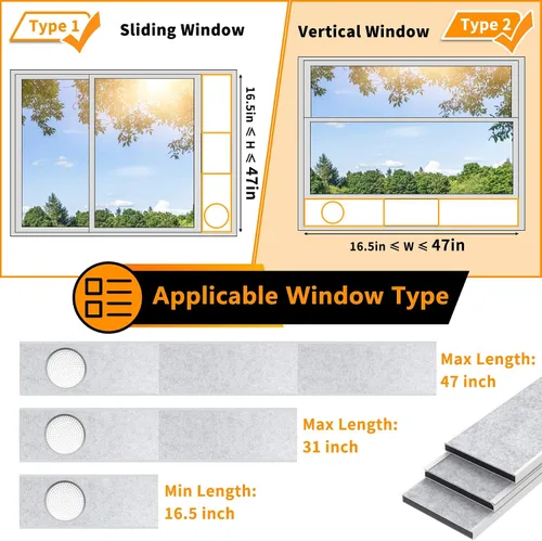 Vista 4 de LBG Products Kit de sellado de ventana de aire acondicionado portátil aislado, kit de ventilación de ventana de CA ajustable, placas de sellado