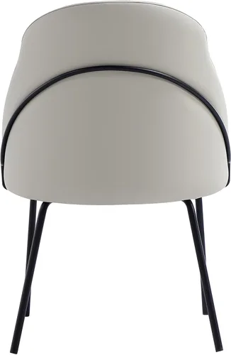 Vista 8 de Manhattan Comfort Gracie - Juego de 1 sillas de comedor modernas de piel sintética, asiento tapizado de piel sintética, patas de acero, espuma