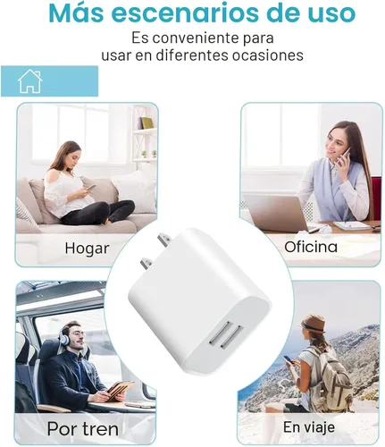 Vista 2 de Paquete de 3 cargadores de pared USB, adaptador de enchufe de doble puerto para bloque de carga de toma de pared, adaptador de corriente USB