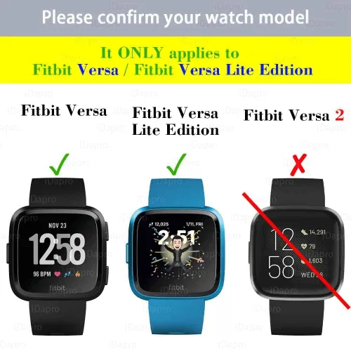 Vista 2 de iDaPro Protector de pantalla para Fitbit Versa Lite Edition/Fitbit Versa Smart Watch [4 unidades] Vidrio templado, antiarañazos, sin burbujas, fácil