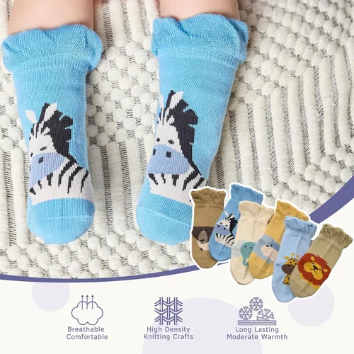 Vista 2 de Calcetines de algodón para bebés y niños pequeños con empuñaduras, antideslizantes, 6
