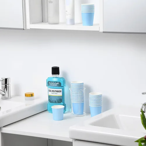 Vista 3 de VITVITI Paquete de 30 vasos para enjuague bucal de baño, taza de papel desechable de café de 3.7 onzas, taza pequeña para enjuague bucal/bebidas