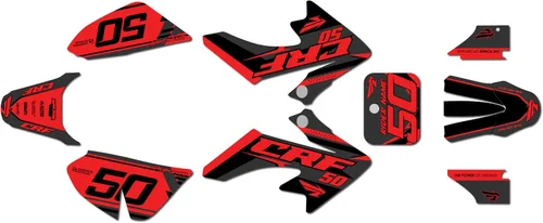 Vista 9 de Kit de gráficos para Honda CRF 50 (2004-2012) Evolution Series Negro 09 Mil - Kit de calcomanías gráficas de carreras personalizadas para dirt bike