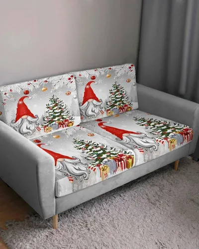 Vista 3 de Fundas de cojín elásticas para sofá de pino navideño, seccional, individual, en forma de L, para muebles, parte inferior elástica, hojas plateadas