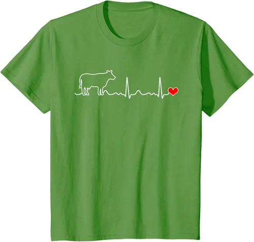 Vista 56 de Camiseta de paciente con corazón I Love My Cow Valve EKG Heartbeat Heart Pacient, Negro, S
