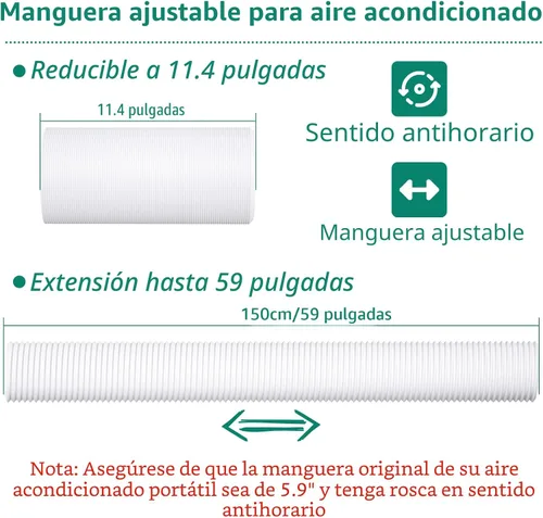 Vista 5 de Kit de ventana de aire acondicionado portátil, kit de ventilación de CA universal ajustable con manguera de escape de 5.9 pulgadas para ventanas