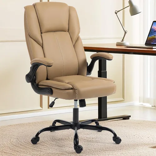 Vista 13 de Silla de oficina – Silla ejecutiva de cuero de escritorio de oficina con respaldo alto con función de balanceo – Ergonómica, transpirable, cómoda