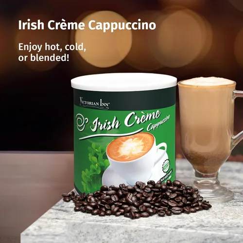Vista 5 de Victorian Inn Instant Cappuccino – Sabor a crema irlandesa – Mezcla de café suave y sabrosa – Perfecto para caliente, frío o mezclado – Ideal como